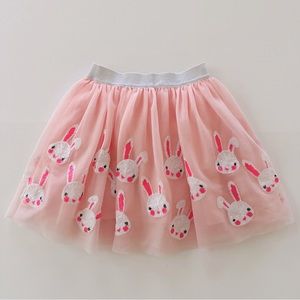 Girls 6 Easter Bunny Pink Tulle Skirt Spring Sequin